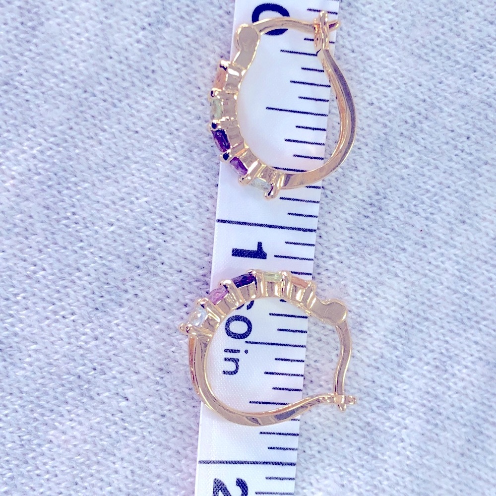Gemstone Pierced Hoop Earrings - Picture 8 of 8
